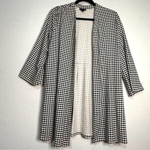 J. Jill Wearever Chic Houndstooth Open-Front Long Lightweight Cardigan. Sz M.